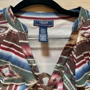 Chaps multi-colored western inspired‎ top- Size Medium